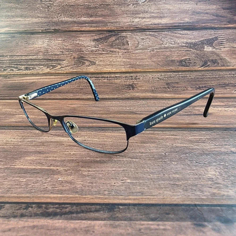 Kate Spade New York Black Frame Polka Dot Temples 52-17